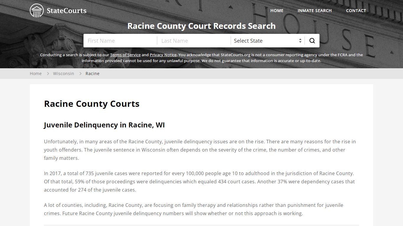 Racine County, WI Courts - Records & Cases - StateCourts